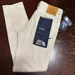 PRPS Le Sabre Mens 34x32 Slim Straight Japanese Denim Light Beige Stretch NWT